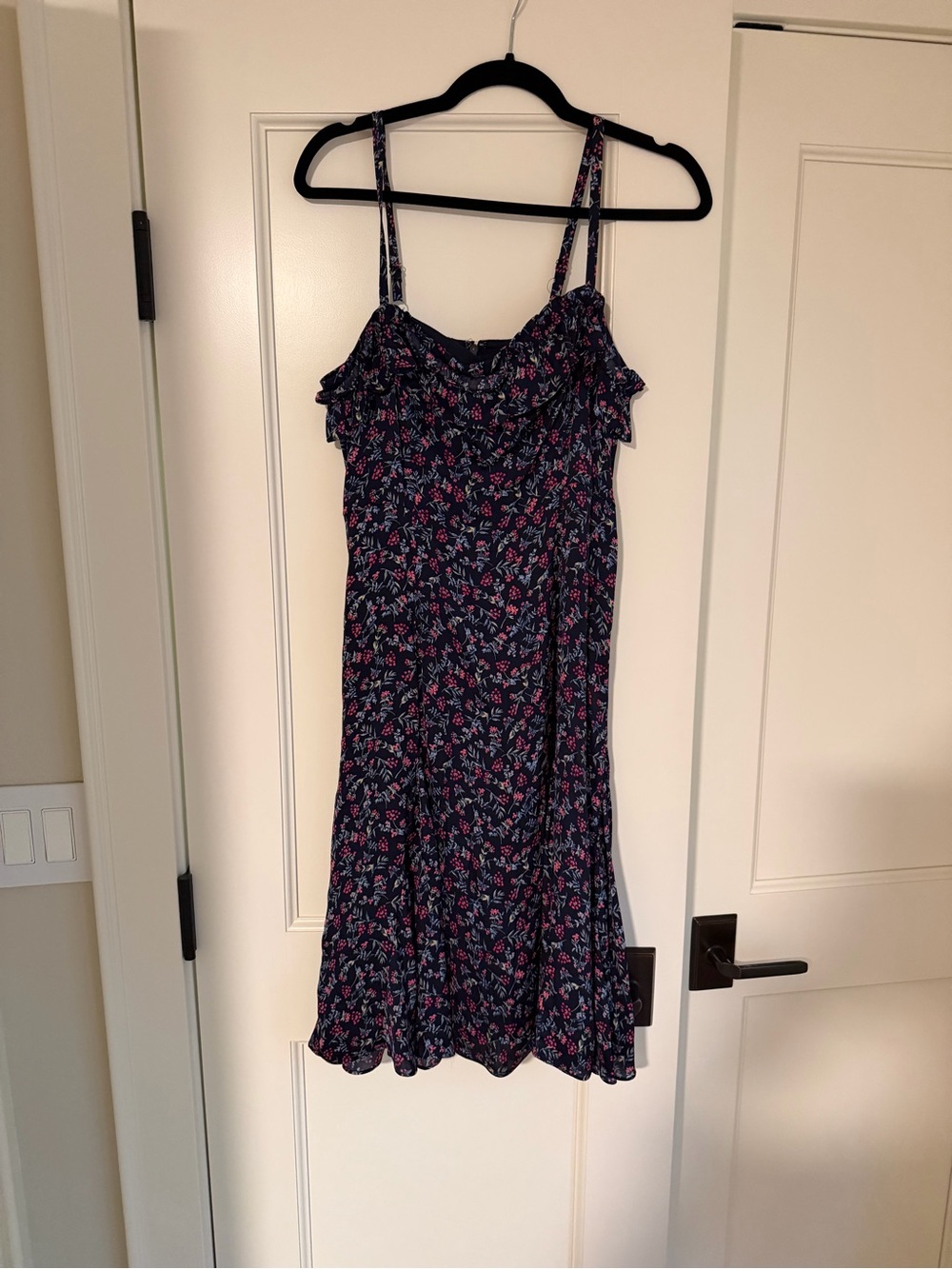 Jcrew Floral Navy Spaghetti-Strap Silk Slip Dress